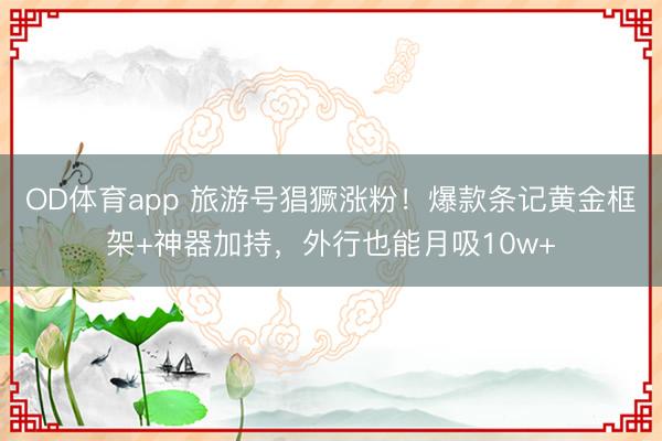 OD体育app 旅游号猖獗涨粉！爆款条记黄金框架+神器加持，外行也能月吸10w+