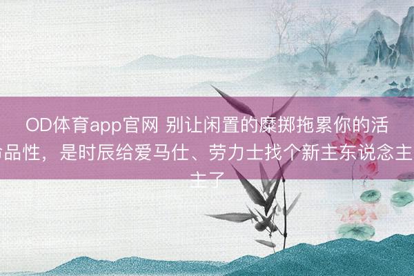 OD体育app官网 别让闲置的糜掷拖累你的活命品性,是时辰给爱马仕、劳力士找个新主东说念主了