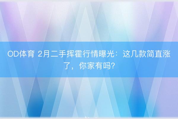 OD体育 2月二手挥霍行情曝光：这几款简直涨了，你家有吗？